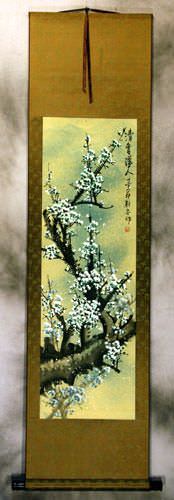 Fragrant Green Plum Blossom Wall Scroll