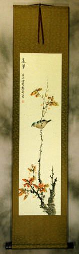 Distant Expectations - Bird and Flower Wall Scroll