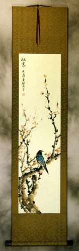 Spirit of Autumn Bird and Flower Wall Scroll