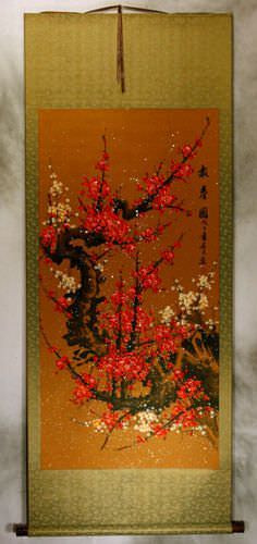 Traditional Antique-Style Plum Blossom - Large Wall Scroll