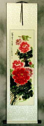 Colorful Peony Flower Wall Scroll