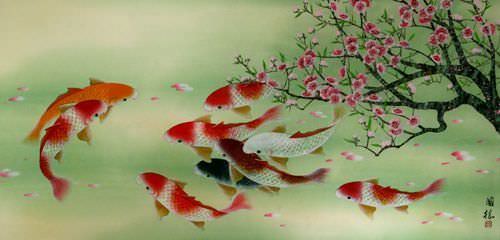 Koi Fish and Plum Blossoms - Asian Art