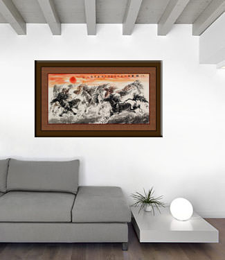 Large Chinese Horse Painting living room view