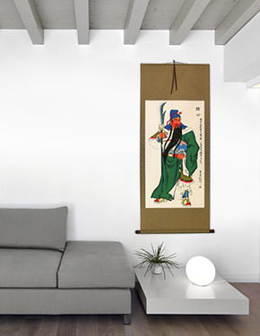 Guan Gong - Warrior of the Ages - Wall Scroll living room view