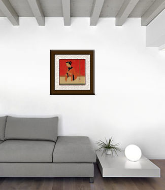 Woman Playing Flute - Modern Art Painting living room view