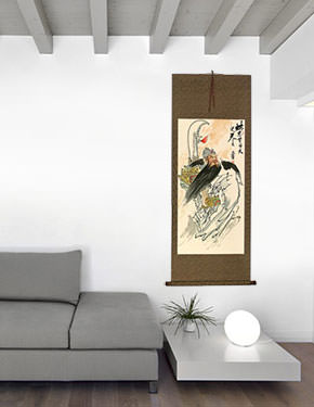 Righteous Patriot Warrior - Chinese Scroll living room view