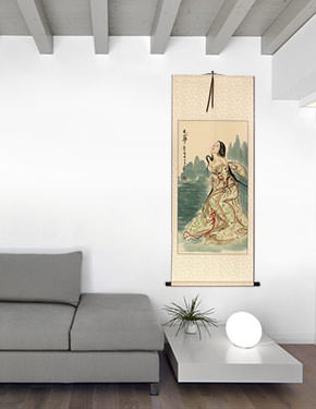 WuShan Dreams - Beautiful Woman - Chinese Scroll living room view