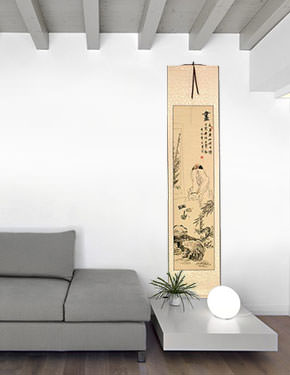 Man Enjoying Art and Music - Wall Scroll living room view