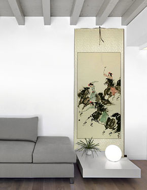 Polo Horse Wall Scroll living room view