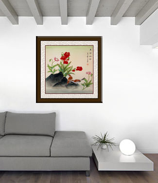 Scent of Flowers and Bird Song - Watercolor Painting living room view