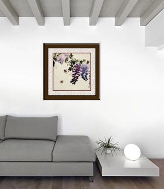 Chinese Birds and Grapes Painting living room view