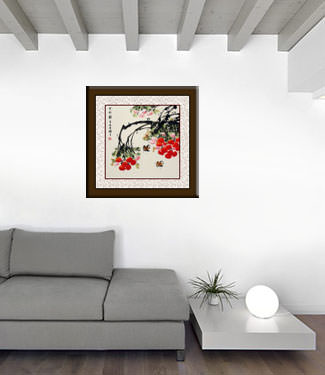 Birds and Lychee Painting living room view