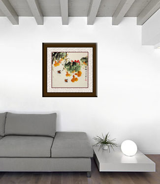 Chinese Birds, Gourds and Flowers Painting living room view