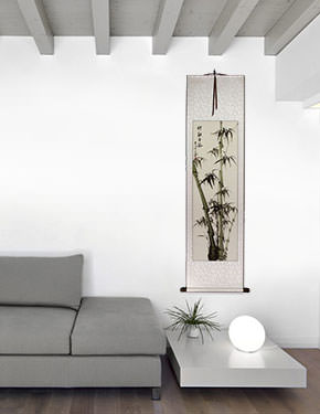 Chinese Bamboo Wall Scroll living room view