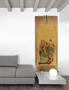 Three Brothers in Arms - Chinese Scroll living room view