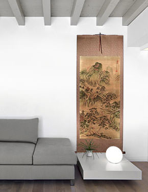 Scenery of Pine Mountain - Chinese Landscape Print Wall Scroll living room view