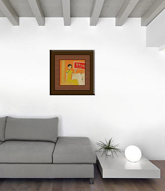 Asian Woman Drinking Coca-Cola - Modern Art Painting living room view