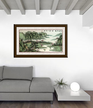 Clouds of Shangra-La - Asian Art Landscape living room view