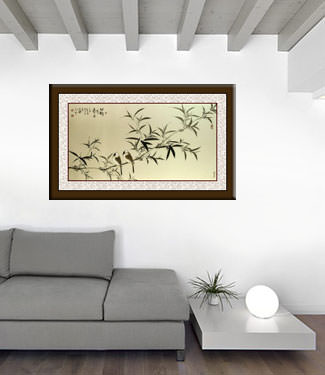 Birds on Branch -  Large Painting living room view