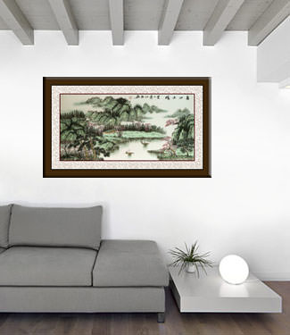Spring River Warm Water - Large Chinese Landscape Painting living room view