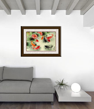 Koi Fish Painting living room view