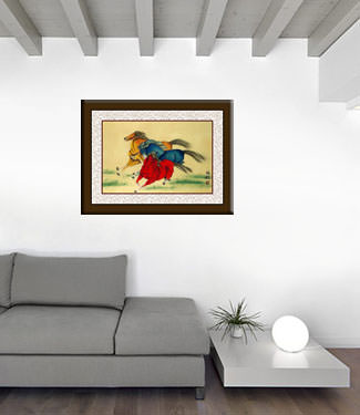 Colorful Abstract Chinese Horse Painting living room view