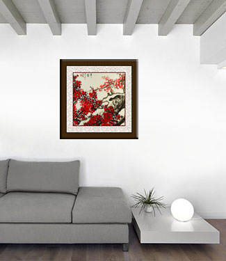 Colorful Red Plum Blossom Painting living room view