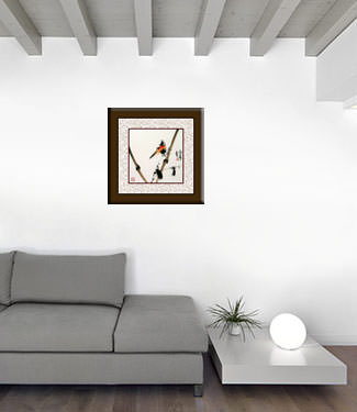 Chinese Bird and Bamboo Grass Painting living room view