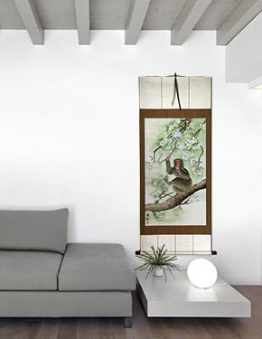 Chinese Monkey - Large Wall Scroll living room view