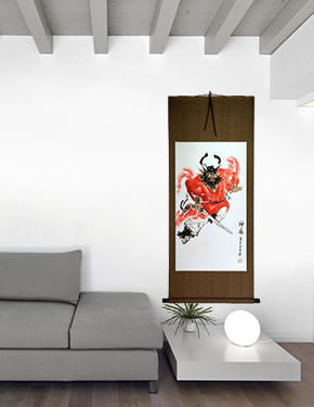 Zhong Kui Ghost Warrior - Wall Scroll living room view