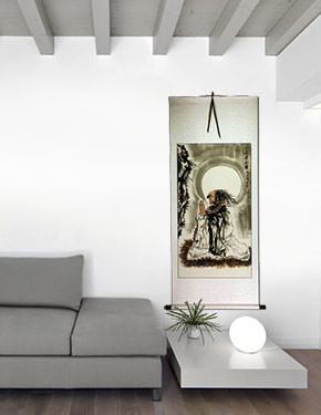 Bodhidharma Wall Meditation - Nine Years - Wall Scroll living room view