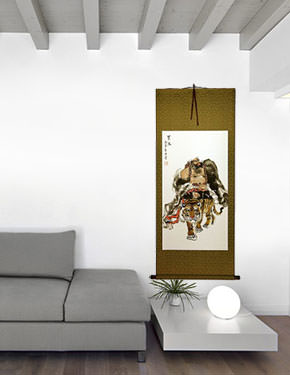 Da Mo / Bodhidharma / Buddha Riding a Tiger Wall - Wall Scroll living room view