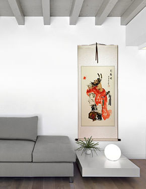 Zhong Kui Brings Blessings - Wall Scroll living room view