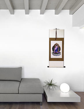 Buddhist Deity Print - Buddha Repro - Wall Scroll living room view