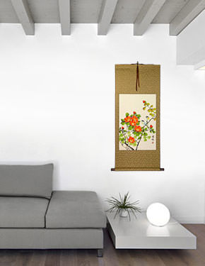 Birds & Flowers Wall Scroll living room view