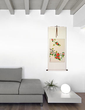 Bird and Flower Chinese Scroll living room view