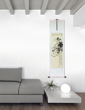 Classic Orchid Wall Scroll living room view