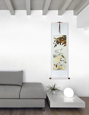 Cat / Kittens Wall Scroll living room view