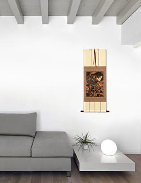 Japanese Samurai Actor Woodblock Print Wall Scroll living room view