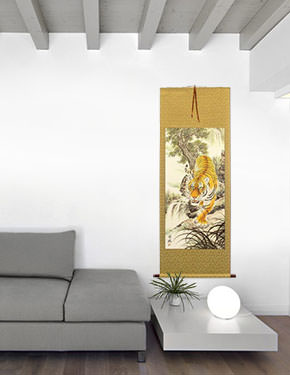 Chinese Tiger Painting - Large Wall Scroll living room view