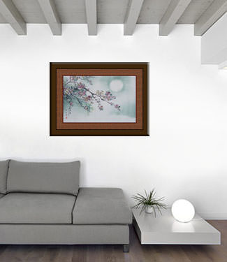 Birds and Plum Blossom Snowy Winter Moon Light Painting living room view