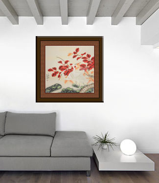 Large Chinese Egrets Painting living room view
