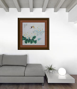 Beautiful Calla Lily Flowers & Butterfly Painting living room view