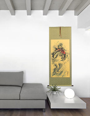 Flying Chinese Dragon - Asian Scroll living room view