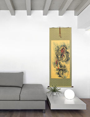 Flying Chinese Dragon - Asian Scroll living room view