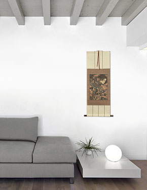 Samurai Sanada no Yoichi Yoshihisa - Japanese Woodblock Print Repro - Wall Scroll living room view