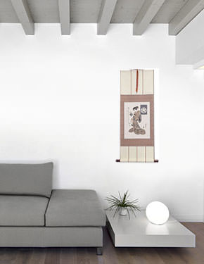 Geisha Woman - Japanese Woodblock Print Repro - Wall Scroll living room view