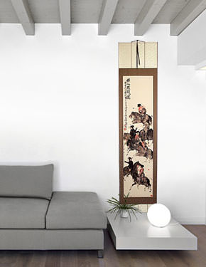 Riders on Horseback - Horses Wall Scroll living room view