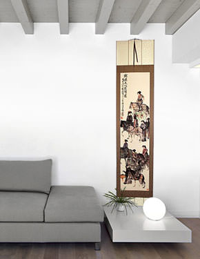 Riders on Horseback - Horses Wall Scroll living room view