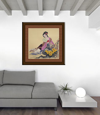 Asian Beauty - Beautiful Chinese Woman Painting living room view